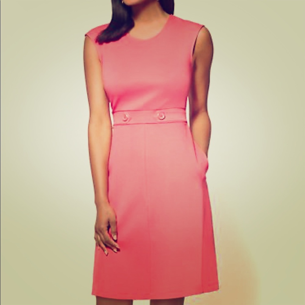 Button-Accent Cotton Fit And Flare Dress
